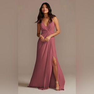 DB Studio Jersey A-Line Bridesmaid Dress With Knot Detail in Chianti -Size 6